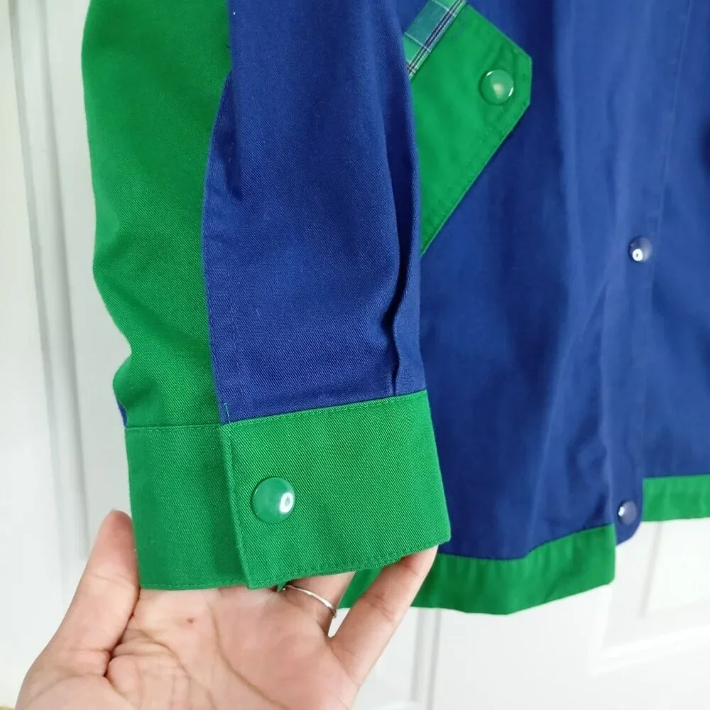 Vintage Lavon Jacket Men Colorblock Medium Snap Buttons And Zip Plaid Accents